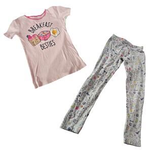 PJ Place Girls Pajama Top Breakfast Bestie Girls Size 12 & PJ Pants Bundle of 2